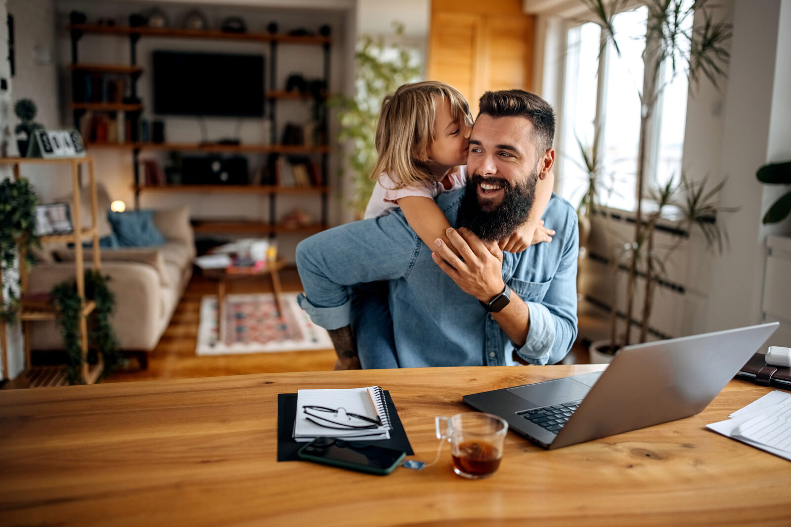 Father and daughter having fun